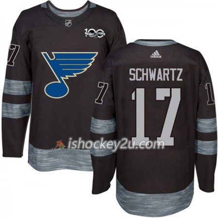 Mænd NHL St. Louis Blues Trøje Jaden Schwartz 17 1917-2017 100th Anniversary Adidas Sort Authentic